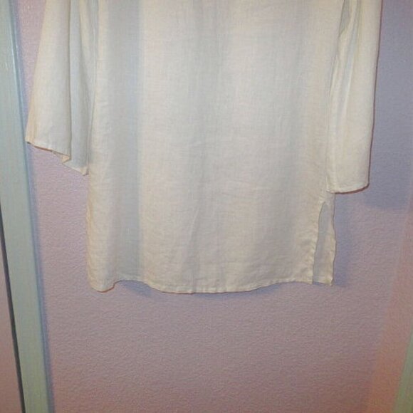 Express Women's 100% Linen Top Size S Embroidered Flared Sleeve Oversized Tunic - Picture 6 of 12